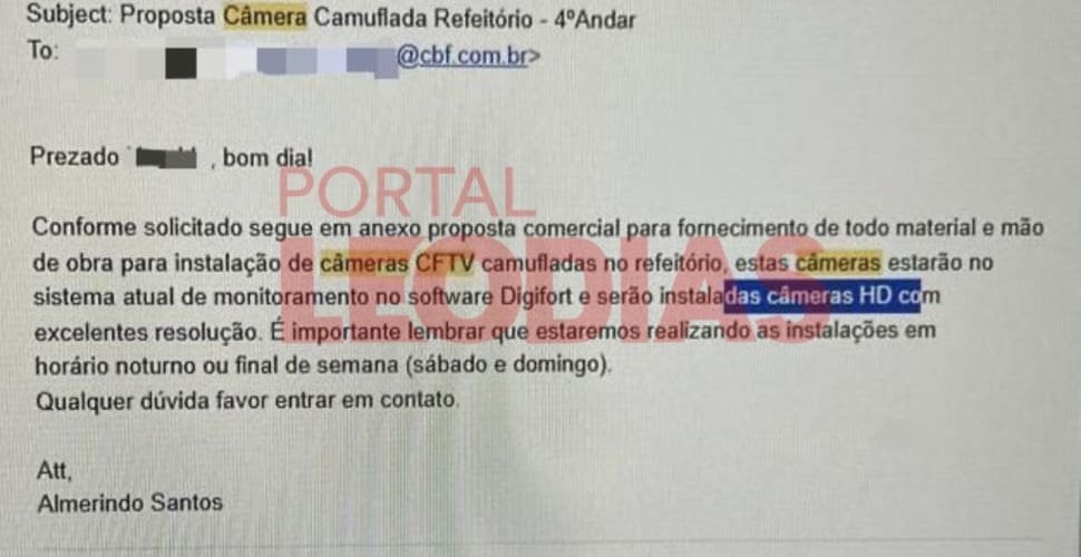 Vigilância na CBF: Vice-presidente autorizou instalação de câmeras escondidas