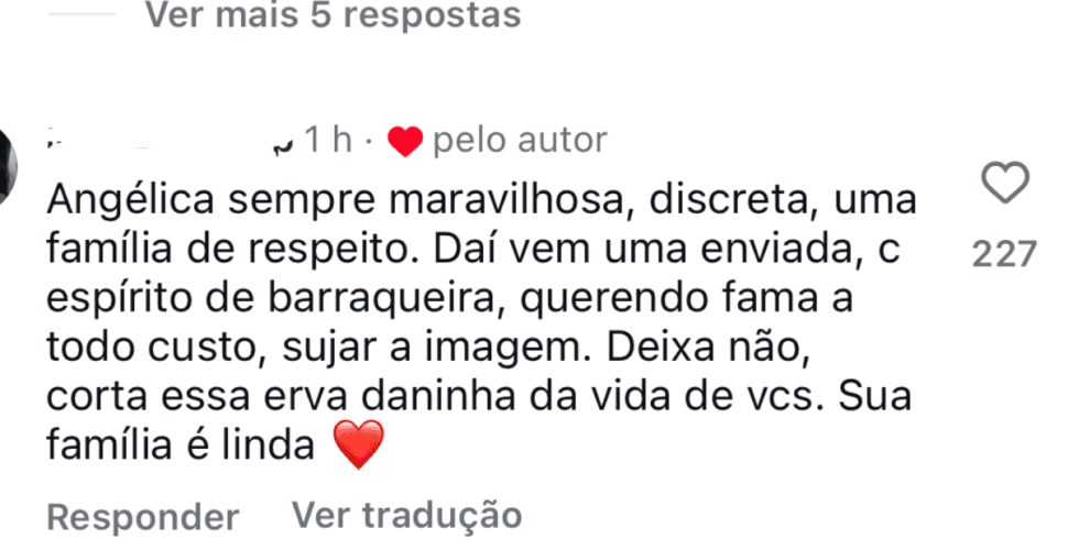 Angelica curte comentário sobre Duda Guerra após barraco na internet: “Erva daninha”