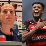 “Tem o direito de se defender”, diz Filipe Luís, técnico do Fla, sobre Bruno Henrique