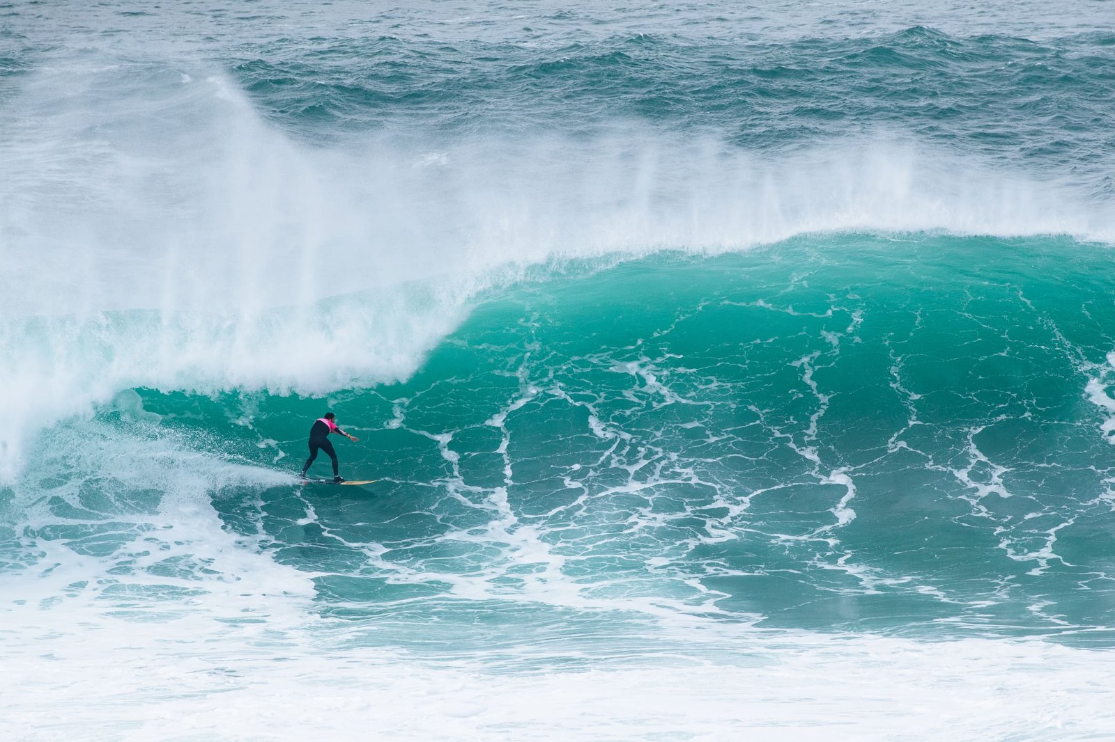 NAZARÉ, PORTUGAL - FEBRUARY 18: Pedro Vianna of Brazil surfs in Heat 2 - Group B of Session One at the TUDOR NAZARÉ Big Wave Challenge on February 18, 2025, in Nazaré, Portugal. (Photo by Laurent Masurel/World Surf League)