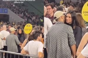 Alane Dias e Francisco Gil curtem show de Gilberto Gil agarradinhos