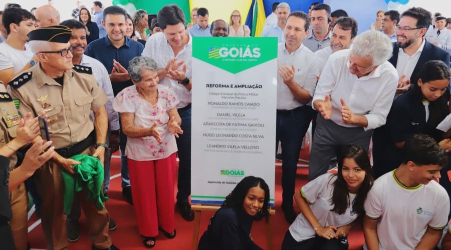 Caiado, Daniel e Vilela entregam melhorias em Colégio Militar no Mansões Paraíso