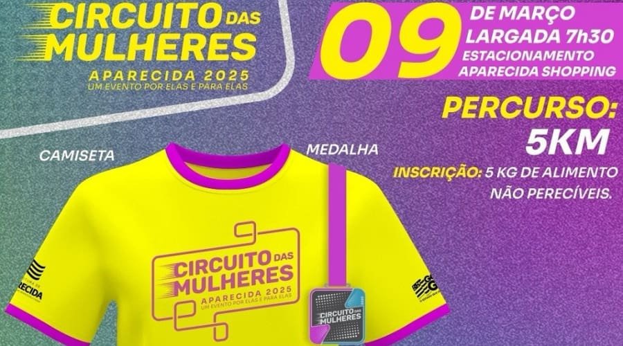 Circuito das Mulheres Aparecida 2025 acontece neste domingo, 9 de março