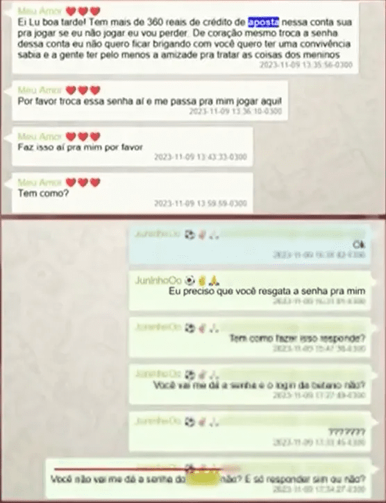 Irmão de Bruno Henrique, Wander Júnior, tenha acesso a conta da esposa em plataforma de apostas / Reprodução: TV Globo