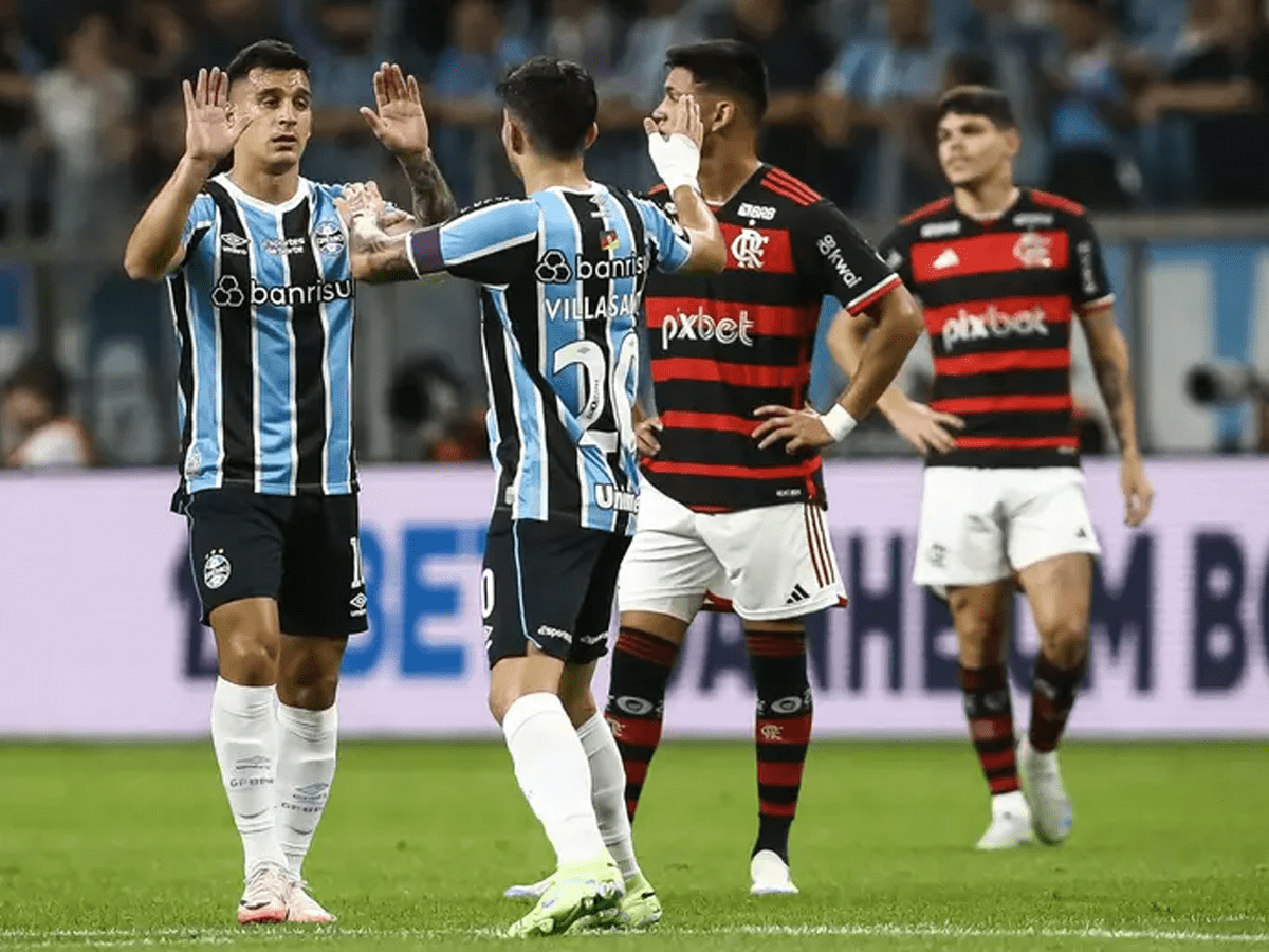 Grêmio venceu o Flamengo por 3 a 2 pelo Brasileirão (Reprodução) Grêmio venceu o Flamengo por 3 a 2 pelo Brasileirão (Reprodução)