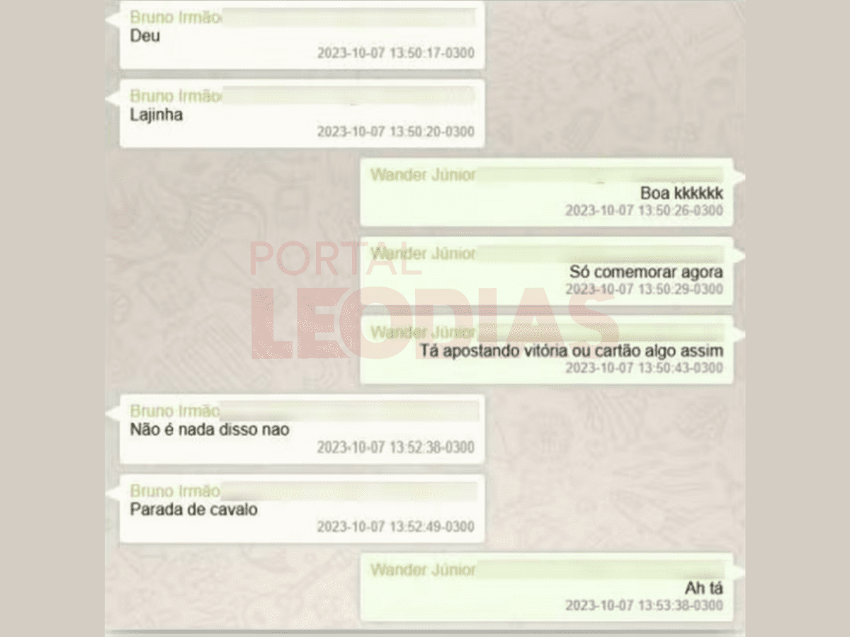 Prints de conversas entre Bruno Henrique e o irmão / Reprodução