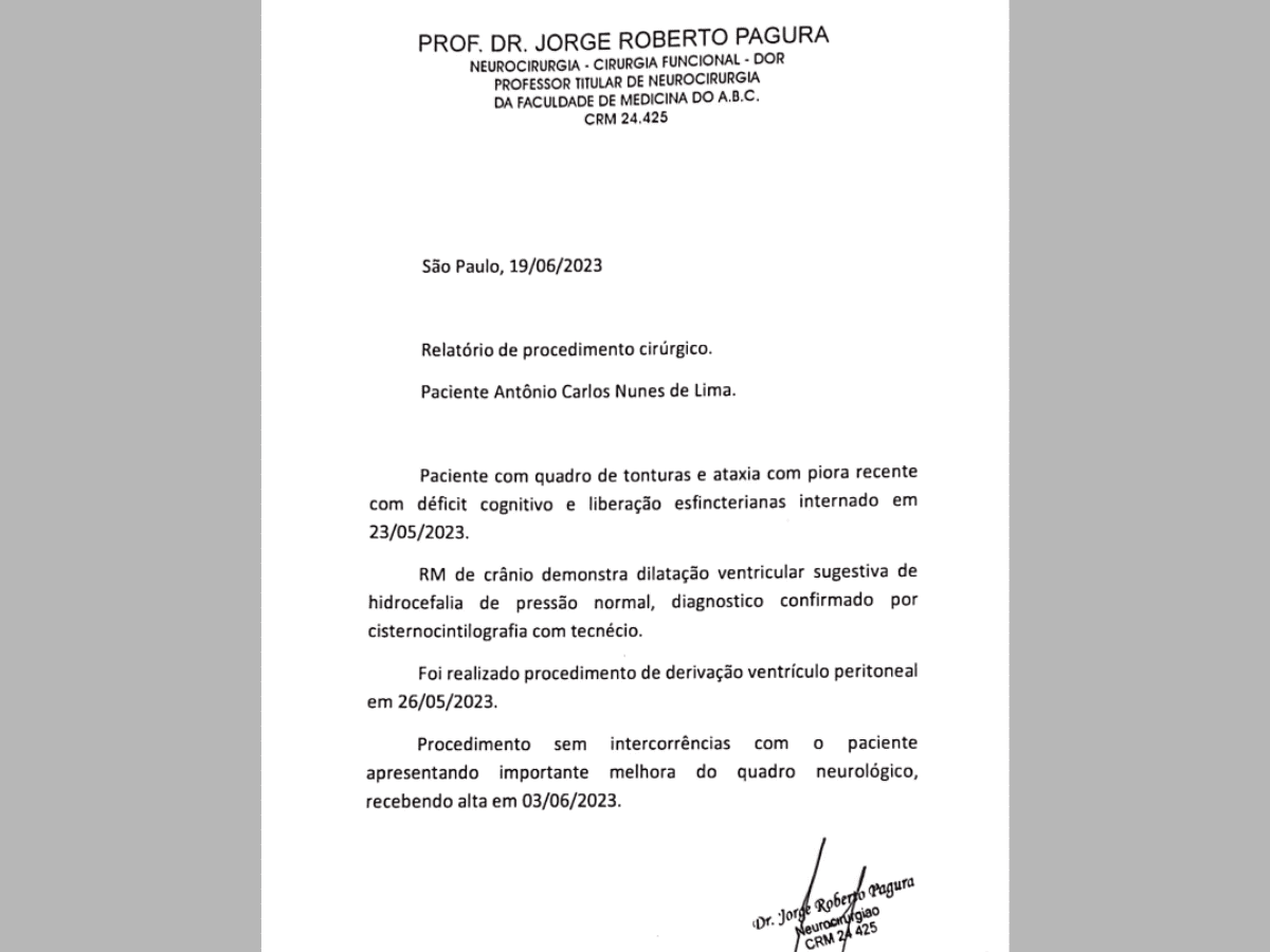 Laudo feito por neurologista confirma problemas cognitivos de Coronel Nunes / Reprodução