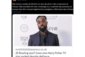 J.K. Rowling reage a rumores sobre demissão de ator de “Harry Potter” por apoiar comunidade trans