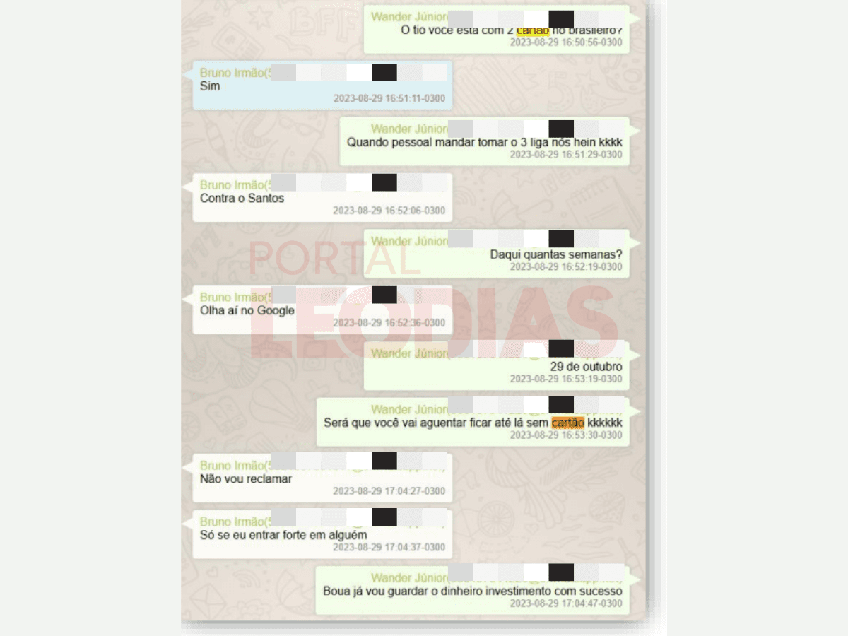 Prints de conversas entre Bruno Henrique e o irmão / Reprodução