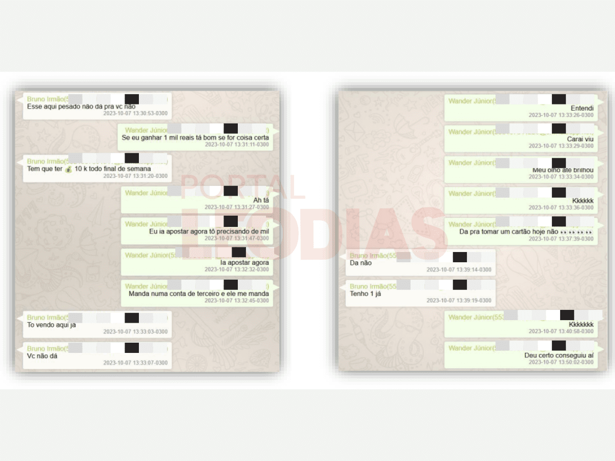 Prints de conversas entre Bruno Henrique e o irmão / Reprodução