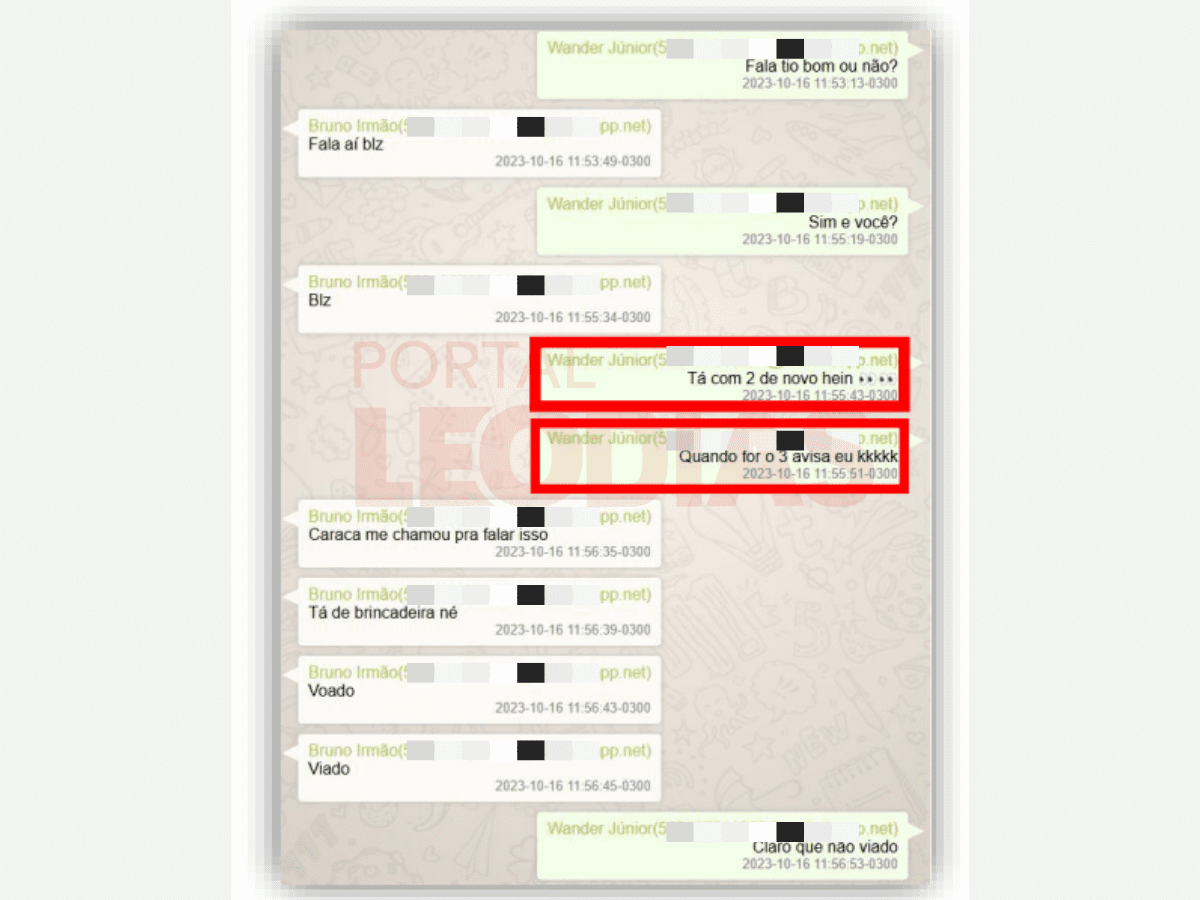 Prints de conversas entre Bruno Henrique e o irmão / Reprodução