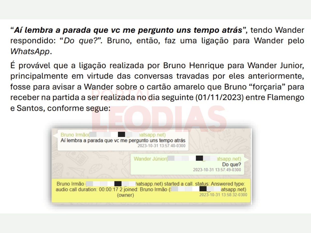 Prints de conversas entre Bruno Henrique e o irmão / Reprodução
