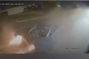 Motorista morre após invadir canteiro central e colidir com árvores em Aparecida