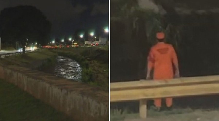 Mulher é arrastada por enxurrada no córrego da Marginal Botafogo