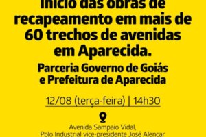 Prefeitura lança obras de recapeamento em 65 trechos de avenidas de Aparecida