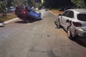 Motorista sem CNH é preso após capotar carro em Aparecida