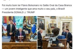 Trump publica foto com Flávio: "Jovem inteligente que ama muito o seu país"