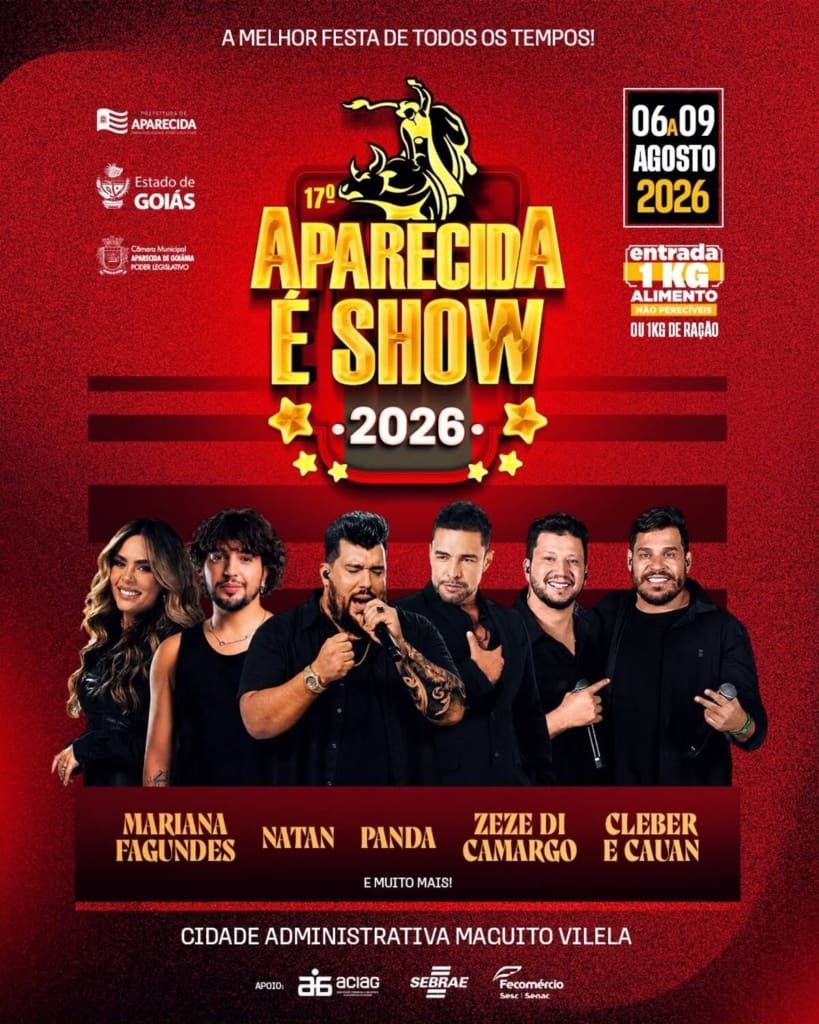 Aparecida é Show 2026 será realizado de 6 a 9 de agosto com grandes atrações