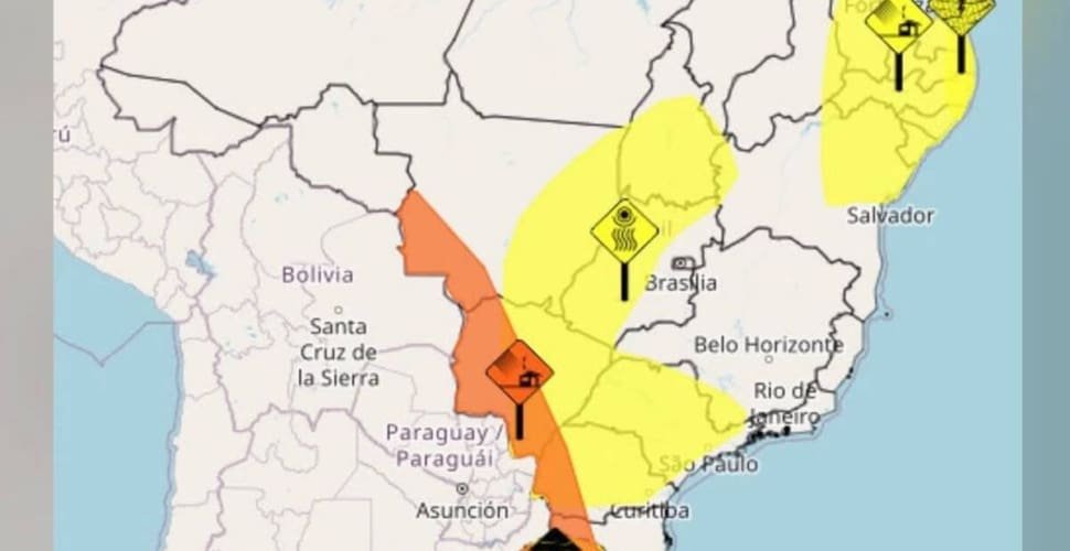 Inmet emite alerta para ventos de até 100 km/h em cinco estados