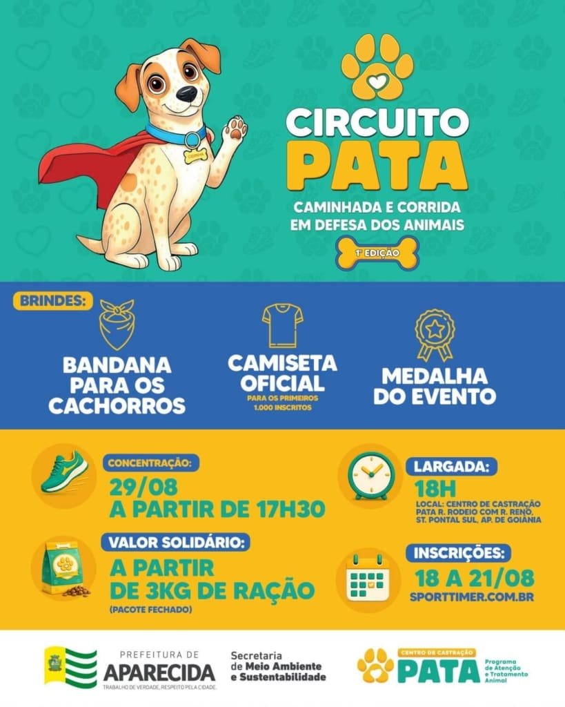 Centro de Castração PATA realiza seu 1º circuito de caminhada e corrida em defesa dos animais