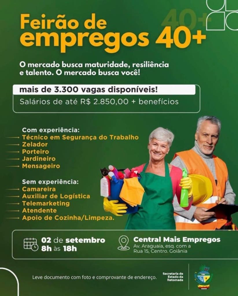 Feirão de empregos abre vagas para profissionais com mais de 40 anos