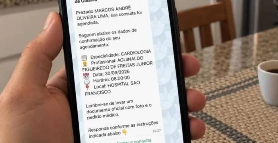 Prefeitura de Goiânia envia mensagens para confirmar consultas com especialistas